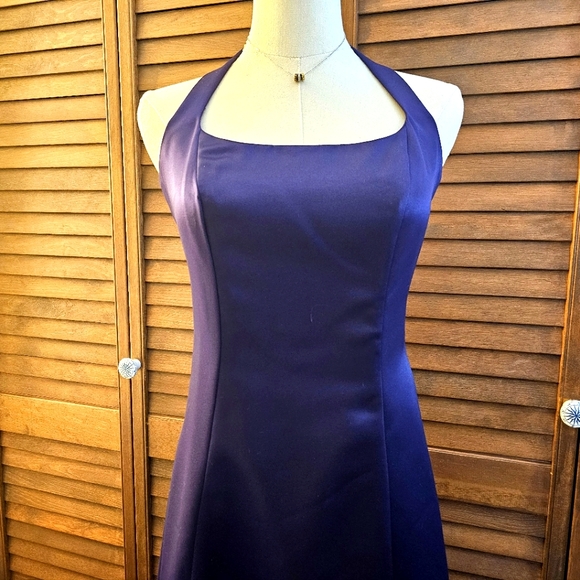 Vintage Y2K, Purple, A-Line, Halter Top, Formal Dress - Picture 2 of 16